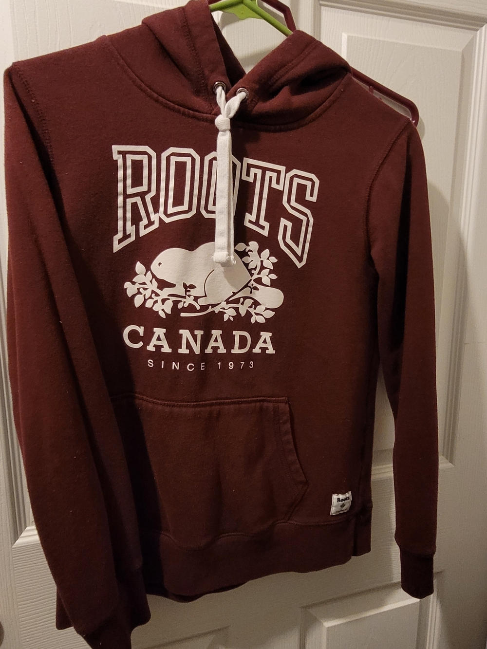 Roots Maroon Canada Hoodie with White Logo